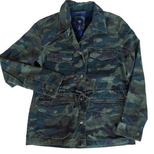 Gap Winter Utility Camo Plaid Flannel Lined Jacket Coat Size XS Olive Camo